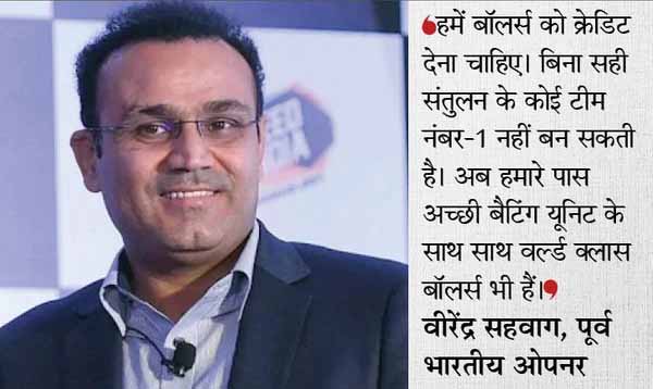 सहवाग को भारतीय गेंदबाजों पर पूरा भरोसा:टीम इंडिया के पूर्व ओपनर बोले-सीम, स्विंग या स्पिन भारत के पास हर कंडीशन का फायदा उठाने लायक गेंदबाज मौजूद