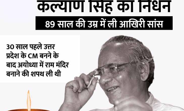 कल्याण सिंह का निधन:उत्तर प्रदेश के पूर्व मुख्यमंत्री का लखनऊ में निधन, सोमवार को राजकीय सम्मान के साथ होगा अंतिम संस्कार