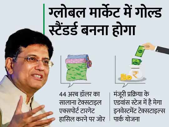 कपड़ा उद्योग के लिए अच्छी खबर:प्रोडक्शन लिंक्ड इनसेंटिव (PLI) स्कीम को जल्द मिल सकती है मंजूरी, 5 साल में 100 अरब का एक्सपोर्ट टारगेट बनाने पर सरकार का जोर