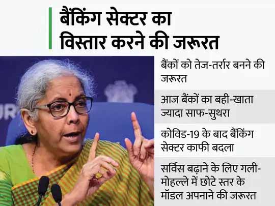 इंडियन बैंक्स एसोसिएशन की 74वीं बैठक:AGM में बोलीं वित्त मंत्री निर्मला सीतारमण, कहा-भारत में SBI जैसे 4 या 5 बड़े बैंकों की जरूरत, देश के कई हिस्सों में बैंकिंग सुविधाओं की कमी