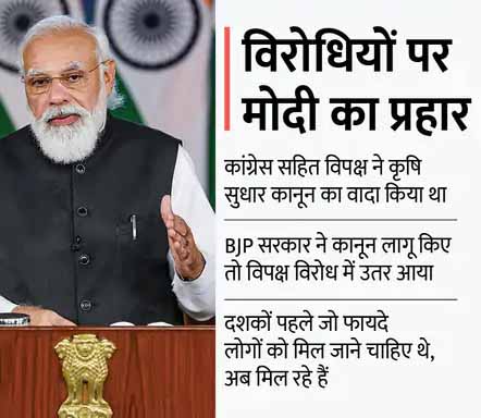 कृषि कानूनों की आलोचना करना राजनीतिक छल है; जनता के फायदे के लिए कड़े फैसले लेने पड़ते हैं