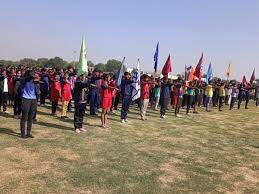 राज्य स्तरीय शूटिंग बॉल प्रतियोगिता का हुआ आगाज:टीमों को 8 ग्रुप में बांटा, खिलाड़ियों को किया प्रोत्साहित, 1350 खिलाड़ी होंगे शामिल